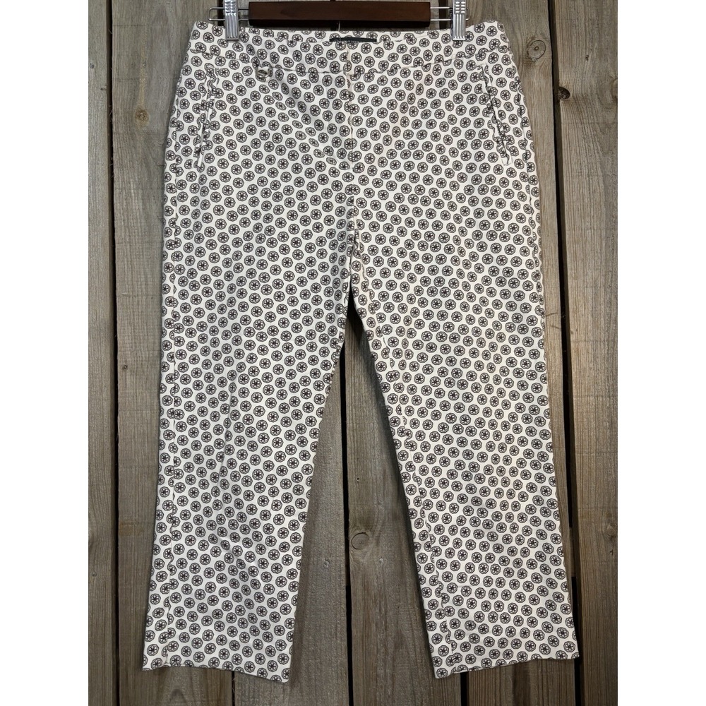 Adrianna Papell Black White Floral Ankle Length Pants‎ Size 8